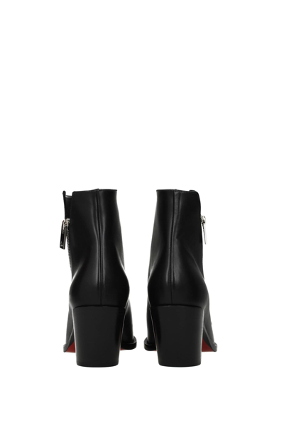 Shop Christian Louboutin Ankle Boots Santiazip Leather In Black