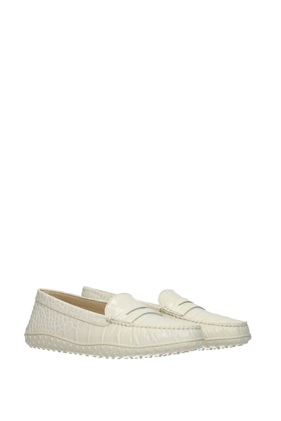 Shop Tod's Loafers Leather Mousse In White