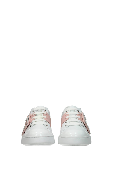Shop Roger Vivier Sneakers Leather Rosee In White