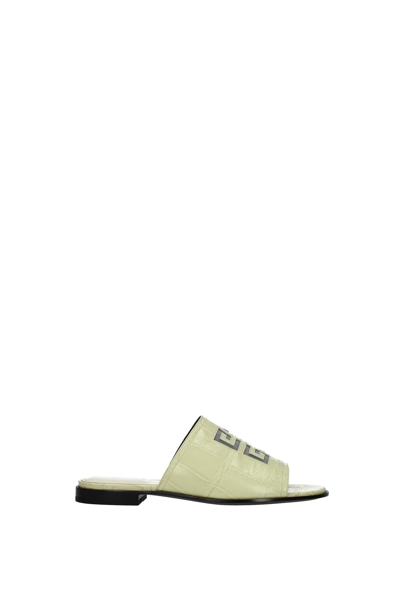 Shop Givenchy Slippers And Clogs 4g Leather Silky In Beige