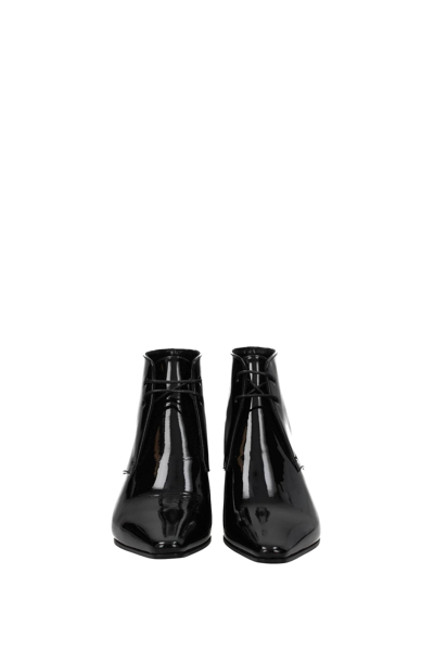 Shop Saint Laurent Ankle Boots Patent Leather In Black