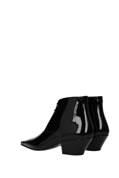 Shop Saint Laurent Ankle Boots Patent Leather In Black