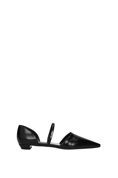 Shop Prada Sandals Leather In Black