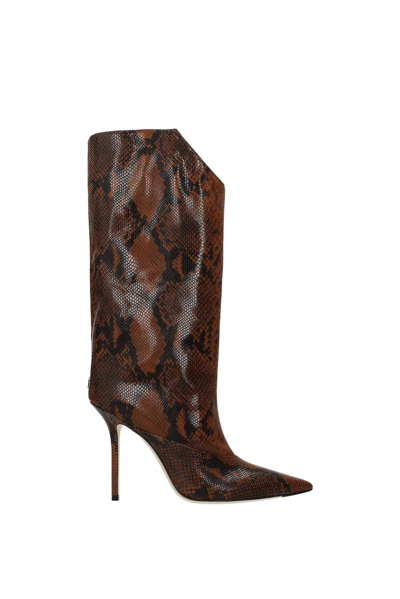 Shop Jimmy Choo Boots Bryndis Leather Leather In Brown