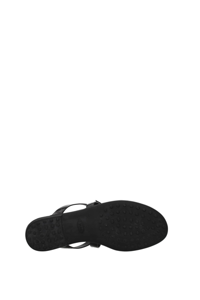 Shop Tod's Flip Flops Leather In Black