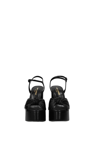 Shop Saint Laurent Sandals Bianca Leather In Black