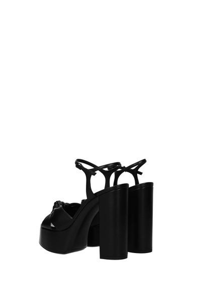 Shop Saint Laurent Sandals Bianca Leather In Black