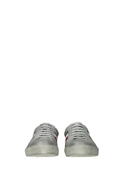 Shop Moncler Sneakers Ryegrass Leather In Gray