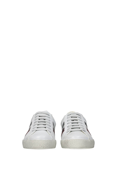Shop Moncler Sneakers Ryegrass Leather Silver In White