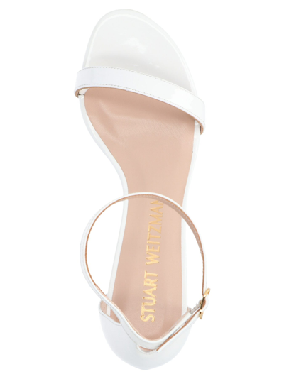 Shop Stuart Weitzman 'nunaked Straight' Sandals In White