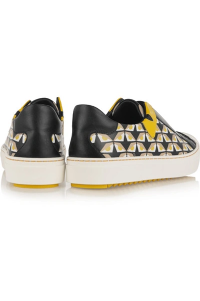 Shop Fendi Printed Leather Slip-on Sneakers