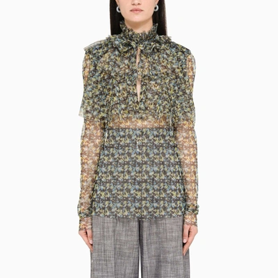Shop Philosophy Floral Print Blouse In Tulle In Brown