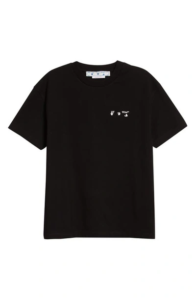 Shop Off-white Swimming Man Logo Cotton T-shirt In Black White