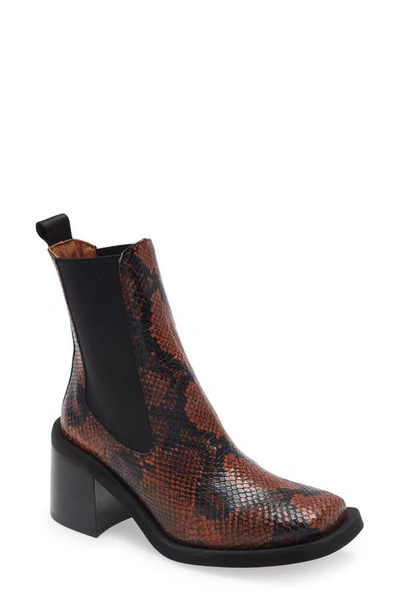 Shop Ganni Chelsea Bootie In Cognac