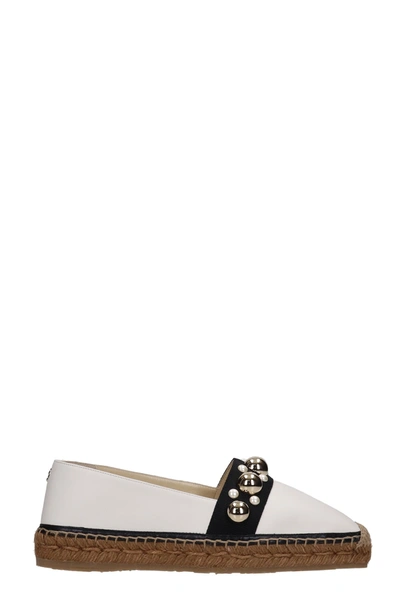 Shop Jimmy Choo Dru Flat Espadrilles In White Leather