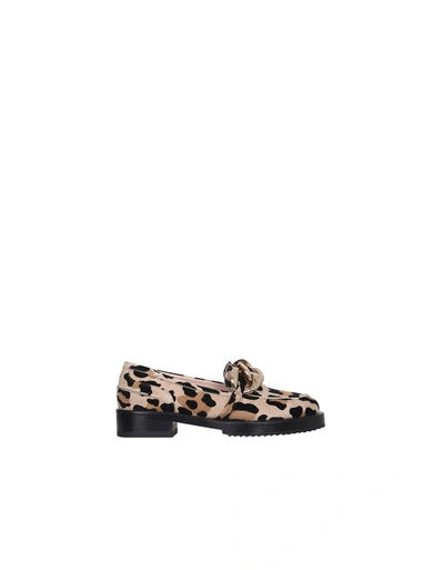 Shop N°21 N.21 Moccasins With Oversized Chain In Animal Print