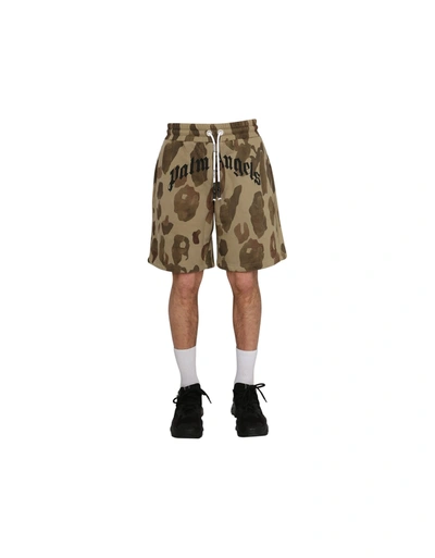 Shop Palm Angels Bermuda With Camouflage Print In Army