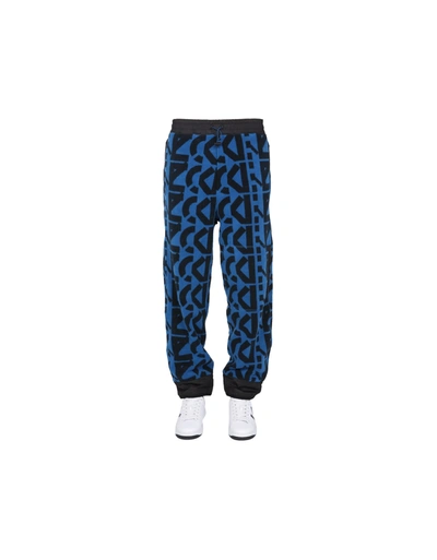 Shop Kenzo Jogging Pants With Monogram Logo In Blue