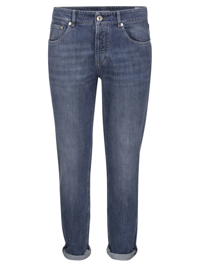 Shop Brunello Cucinelli Five-pocket Traditional Fit Trousers In Lightweight Denim In Medium Denim