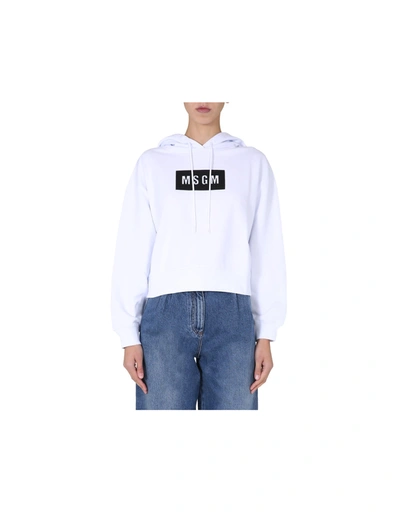 Shop Msgm Regular Fit Sweatshirt In White