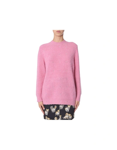 Shop Msgm Crew Neck Sweater In Pink