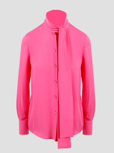 Shop Valentino Scarf Collar Shirt In Pink & Purple