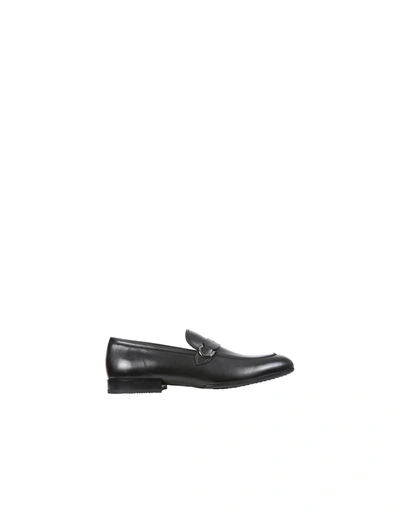 Shop Ferragamo Loafers With Logo And Hooks In Black