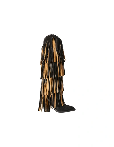 Shop Dsquared2 Western Boot With Fringes In Black