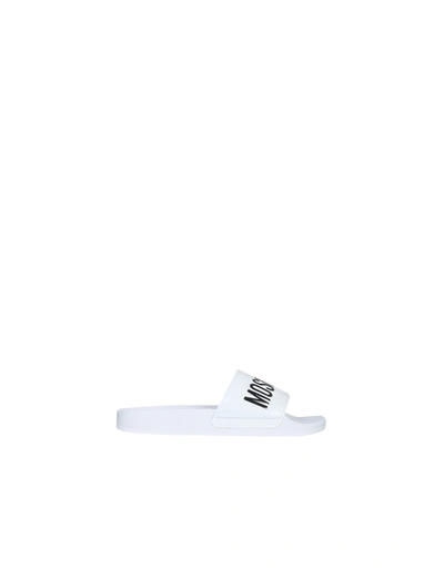 Shop Moschino Rubber Slide Sandals In White