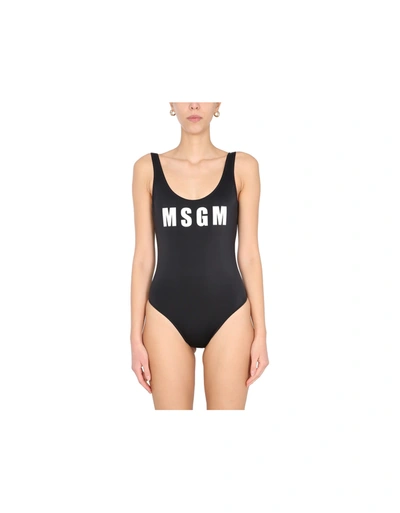 Shop Msgm Swimsuit In Black