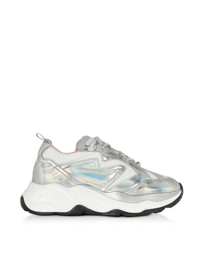 Shop Msgm Silver & Pink Attack Sneakers