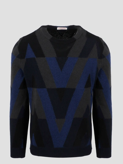 Shop Valentino Optical V Sweater In Black