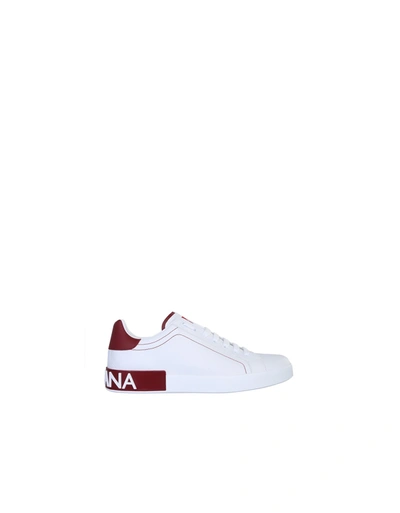 Shop Dolce & Gabbana White And Red Portofino Sneakers