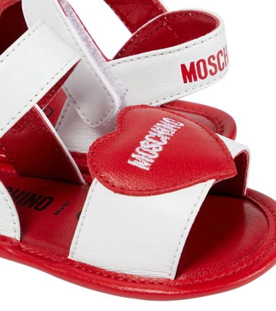 Shop Moschino Baby Logo Leather Sandals In 0