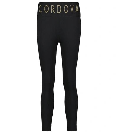 Cordova Signature Ribbed Intarsia Stretch-knit Leggings In Onyx