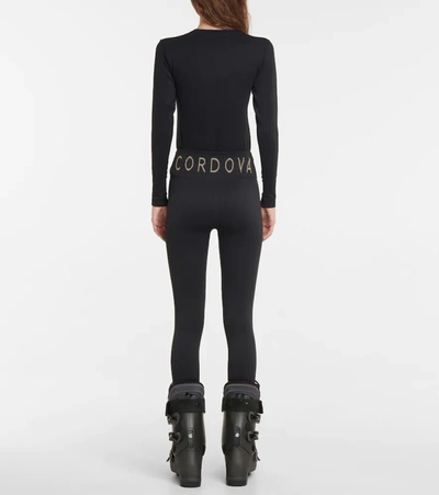 Cordova Signature Ribbed Intarsia Stretch-knit Leggings In Onyx