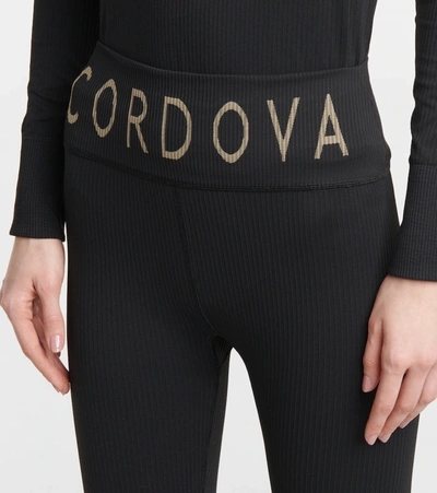 Cordova Signature Ribbed Intarsia Stretch-knit Leggings In Onyx