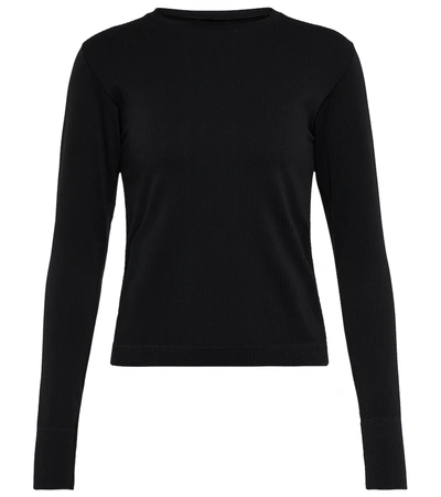 Cordova Round Neck Ribbed Stretch-knit Top In Onyx