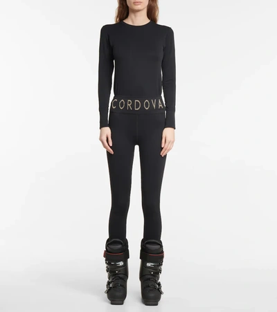 Cordova Round Neck Ribbed Stretch-knit Top In Onyx