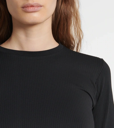 Cordova Round Neck Ribbed Stretch-knit Top In Onyx