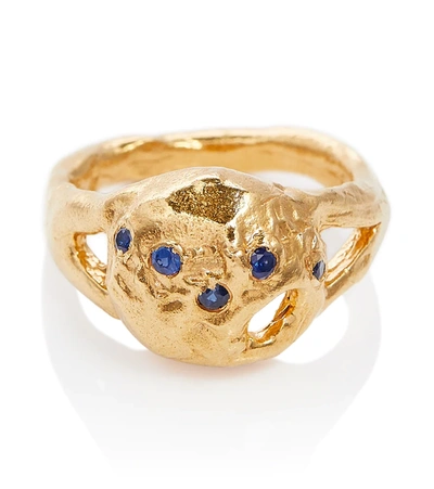 Shop Alighieri The Sapphire's Patch 24kt Gold-plated Ring With Sapphires