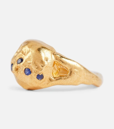 Shop Alighieri The Sapphire's Patch 24kt Gold-plated Ring With Sapphires