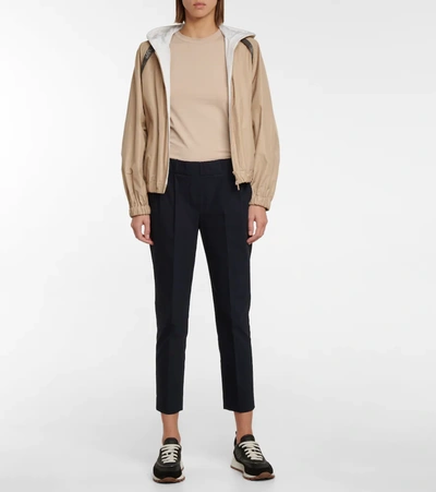 Brunello Cucinelli Cotton-blend Tapered Pants In Blu Freddo