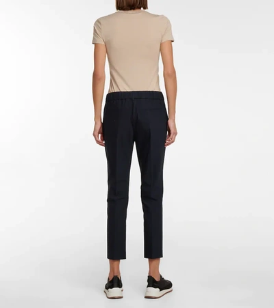 Brunello Cucinelli Cotton-blend Tapered Pants In Blu Freddo