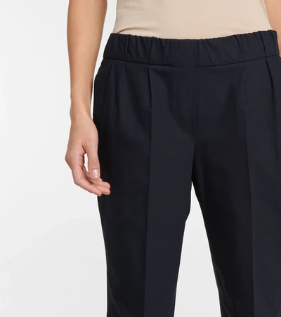 Brunello Cucinelli Cotton-blend Tapered Pants In Blu Freddo