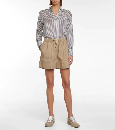 Shop Brunello Cucinelli Linen-blend Shorts In Beige