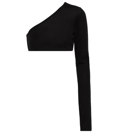 Shop Rick Owens One-shoulder Cotton Crop Top In Black