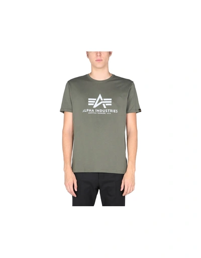 Shop Alpha Industries T-shirt With Laminated Logo In Green