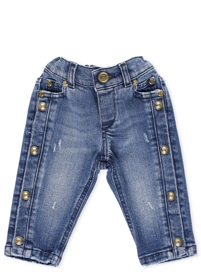 Shop Balmain Stretch Jeans In Blue