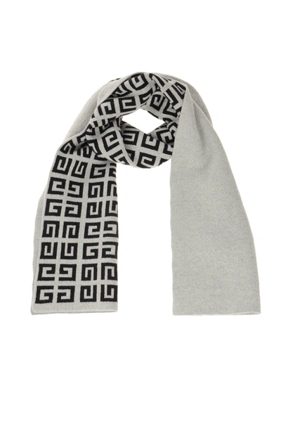 Shop Givenchy Logo Embroidered Scarf In Grey Black